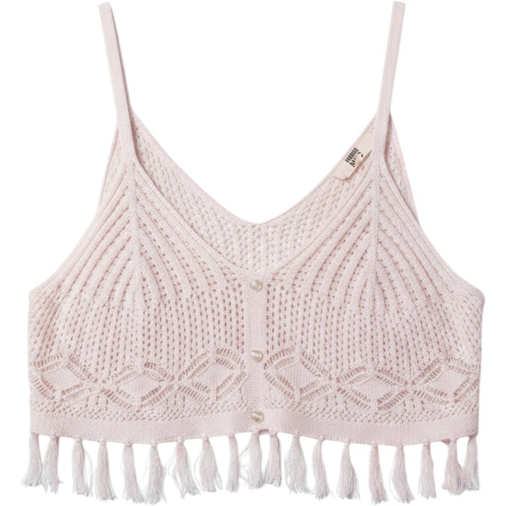 White Crochet Fringe Crop Top 3X Bachelorette Concert Cottage Fairy Cowgir Boho